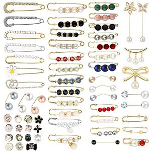 lot 14220 image: 60PCS Brooches Pins, Fashion Brooch Pins for Women Shirt Pant Sweater Shawl Hat Clip Pant Waist Tightener Safety Pins Large Pearl Brooch for Clothes Dress Decoration Accessories