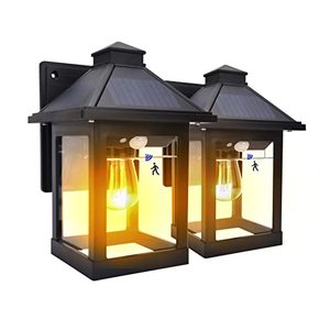lot 14226 image: Nodfens 2 Pack Solar Wall Lanterns Outdoor with 3 Modes, Wireless Dusk to Dawn Motion Sensor LED Sconce Lights IP65 Waterproof, Exterior Front Porch Security Lamps Wall Mount Patio Fence