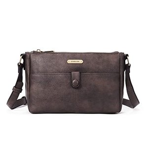 lot 14241 image: CHOLISS Leather Cross Body Bags for Women Small Wallet Purse Cell Phone Purse Adjustable Strap Roomy Pockets, Coffee