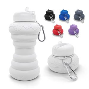 lot 14250 image: Luuttle Collapsible Water Bottle Reusable Silicone White Water Bottles for Travel Sports Gym Camping Hiking Essentials Doughnut Style 20oz BPA Free