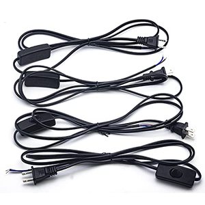 lot 14253 image: Lamp Cord with Switch Plug, Extension Cords 6 Foot Wiring Stripped Ends Ready for DIY and Repairing Lights Cable-4Pack Black�