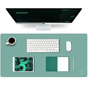 lot 14264 image: K KNODEL Mouse Pad, Waterproof Desk Mat for Desktop, Leather Desk Pad for Keyboard and Mouse, Desk Pad Protector for Office and Home (Green, 31.5 x 15.7)