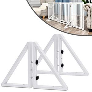 lot 14275 image: WELLAND Triangle Support Feet Set of 2 for 360 Degree Configurable Gate Collection, Solid Pine Wood, Easy to Install, 2 Pairs of Safety Fence Feet for Freestanding Pet Gates, White (Only Feet)