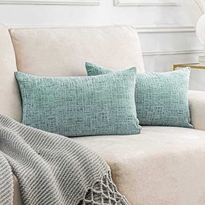 lot 14281 image: Home Brilliant 12x20 Pillow Cover Set of 2, Lumbar Chenille Pillow Covers Plush Velvet Decorative Throw Pillow Cases for Couch Living Room,12 x 20 Inch(30x50cm), Teal
