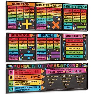 lot 14282 image: Tenceur 3 Pcs Educational Math Symbol Posters Mathematics Classroom Decorations Math Theme Bulletin Board Banner Math Keyword Banner for Elementary Middle School Wall Decoration Supplies (Chalkboard)