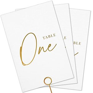 lot 14292 image: Twistionery Wedding Table Numbers - Gold Table Numbers for Wedding Reception - Table Number Cards - Table Wedding Number Cards - Table Numbers 1-30