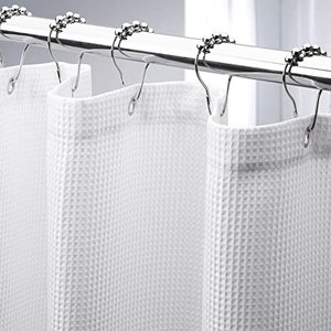 lot 14300 image: AmazerBath Waffle Shower Curtain 72 x 96 Inches, White Shower Curtain Extra Long Shower Curtain Fabric with Waffle Weave Heavy Duty Hotel Quality Bathroom Shower Curtains