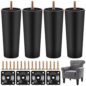 lot 14307 image: GGLTECK Furniture Legs, 6 Inch Sofa Legs M8(516) Thread Plastic Tapered Couch Chair Bed Legs Set of 4 Replacement Furniture Feet Perfect for US Made