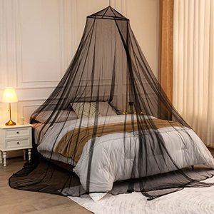 lot 14309 image: Obrecis Mosquito Net Bed Canopy for Girls, Black Gothic Canopy Bed Curtains Canopy for Bed Frame Hanging Princess Bed Canopy Netting Tent Bedroom Decor Twin Full Queen King Size Bed