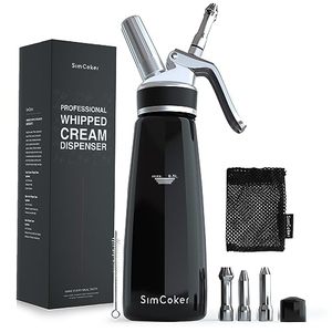 lot 14317 image: SimCoker Whipped Cream Dispenser, Aluminum Cream Whipper 500mL1 Pint,3 Stainless Culinary Decorating Nozzles, 1 Brush, 1 Storage Bag, Homemade Cream Maker, N2O Chargers Not Included