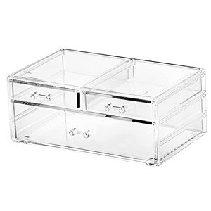 lot 14324 image: Stackable Makeup Storage 3 Drawers Clear Acrylic Bathroom Storage Organizer Acrylic Drawers Organizer for For Jewelry Hair Accessories Nail Polish Lipstick Make up Marker Pen Medicine Organizing