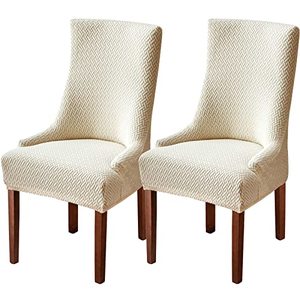 lot 14334 image: TOPCHANCES 2 Pack Wingback Side Chair Cover,Stretch Stripes Rhombic Geometric Wingback Chair Covers Slipcover Banquet Chair Cover Arm Chair Protector Accent Chair Covers for Home Party Weeding Decor