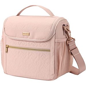 lot 14340 image: NISHEL Lunch Bag for Women, Portable Insulated Lunch Box with Shoulder Strap, Resuable Leakproof Lunch Cooler Bag for Work, Pink