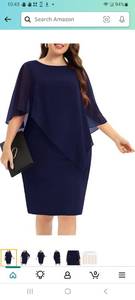 lot 14353 image: Pinup Fashion Womens Plus Size Navy Cape Wedding Guest Cocktail Dress
