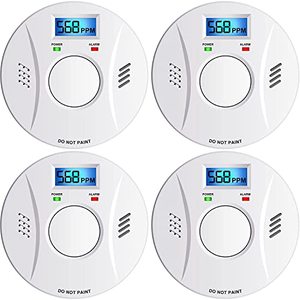 lot 14366 image: Smoke Detector and Carbon Monoxide Detector Co2 Detector Battery Powered with TestReset Button 4 Pack