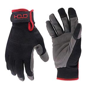 lot 14367 image: HANDLANDY Mens Work Gloves Touch Screen, Synthetic Leather Utility Gloves, Flexible Breathable Fit- Padded Knuckles & Palm (Extra Large, Black) (visible use)