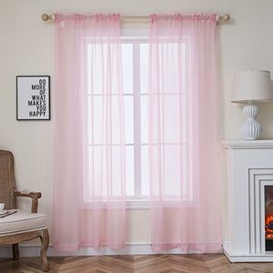 lot 14369 image: NAKITHA Light Pink Sheer Curtains 84 Inches Long 2 Panels Set for Girls Bedroom Nursery, Rod Pocket Light Filtering Window Drapes Decor Treatments(W52 x L84)