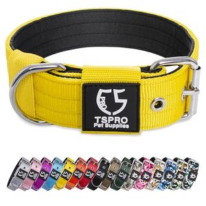 lot 14370 image: TSPRO Tactical Dog Collar 1.5 inch Wide Dog Collar Military Grade Strong Dog Collar Thick Dog Collar Heavy Duty Metal Buckle Dog Collar(Yellow-L)