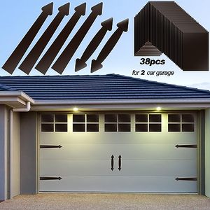 lot 14378 image: 38 Pcs Magnetic Garage Door Decoration Kit Include 32 Faux Windows 4 Faux Hinges and 2 Handles Magnetic Garage Door Decorative Hardware Garage Door Magnets for 2 Car Garage, Dark Brown (Square)