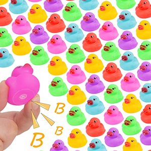 lot 14392 image: 54-Pack Mini Rubber Ducks Set, Mini Colorful Rubber Duckies Bath Toy for Child,Float & Squeak Tiny Ducks Pool Toy Set for Kids Party Favors,Birthday Party Supplies,Prize Rewards