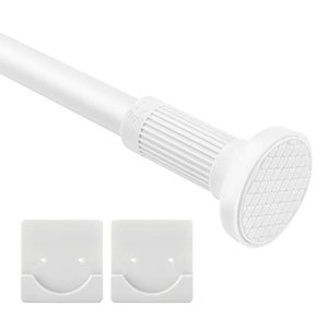 lot 14397 image: Shower Curtain Rod 46-62 Inches, Tension Curtain Rod with 2 pack HolderNo drill,Double Adjustable Black Shower Curtain Rods Stainless Steel, Anti-Slip Waterproof for Bathroom White