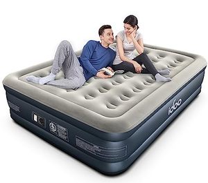 lot 14407 image: iDOO Queen Air Mattress, Blow Up Mattress with Built-in Pump, 3 Mins Quick Self-InflationDeflation, Comfortable Top Surface Inflatable Airbed for Home Portable Camping Travel, 80x60x18in, 650lb MAX