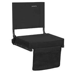 lot 14409 image: OSPORTIS Stadium Seats for Bleachers with Back Support, Bleacher Backs and Cushion, Wide Padded Portable Chairs Shoulder Strap, Black, 1 Pack