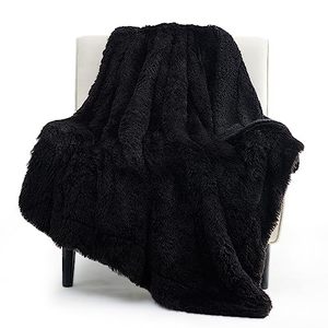 lot 14411 image: Bedsure Faux Fur Fuzzy Black Throw Blanket � Fuzzy, Fluffy, and Shaggy Faux Fur, Soft and Thick Sherpa, Cozy Warm Decorative Gift, Throw Blankets for Couch, Sofa, Bed, 50x60 Inches, 640 GSM