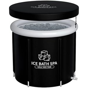 lot 14412 image: SHUIMEIYAN Large Ice Bath Tub Outdoor with Lid Portable Bathtub Athletes Cold Water Therapy Tub for Recovery Cold Plunge Tub Ice Barrel Ice Bath Tub for Athletes (31.5 x 29.5H, 8212 black with lid)