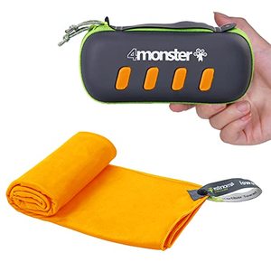 lot 14426 image: 4Monster Microfiber Towel, Travel Towel, Camping Towel, Fast Drying, Soft Light Weight, Suitable for Gym, Beach, Swimming, Backpacking and More (Orange, Small (15.7 x 31.5 inches))