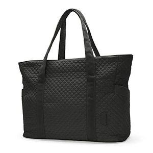 lot 14427 image: BAGSMART Large Tote Bag For Women, Shoulder Bag Top Handle Handbag with Yoga Mat Buckle for Gym, Work, Travel, Black,School, College