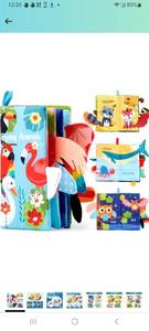 lot 14432 image: JOYIN 3Pcs Baby Bath Books with Tails, Nontoxic Fabric Soft Baby Crinkly Cloth Books, Infant