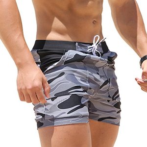 lot 14438 image: Taddlee Swimwear Men Basic Long Swimming Trunk Surf Camo Shorts Swimsuits Pocket Gray Medium
