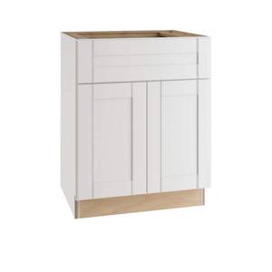 lot 54659 image: MILLS PRIDE Richmond Verona White Plywood Shaker Ready to Assemble Base Kitchen Cabinet with Soft Close 24 in.x 34.5 in. x 24 in.