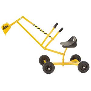 lot 54690 image: The Big Dig and Roll Ride-On Working Excavator with Wheels and 360° Rotation, Great for Sand, Dirt and Snow, Steel Outdoor Play Toy