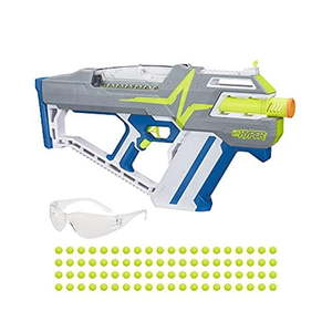lot 54692 image: NERF Hyper Mach-100 Fully Motorized Blaster 80 Hyper Rounds Eyewear Up to 110 FPS Velocity Easy Reload Holds Up to 100 Rounds