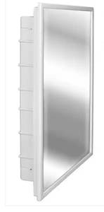 lot 54694 image: ZACA SPACECAB Capella 16 in. x 26 in. x 3-12 in. Framed Recessed 1-Door Bathroom Medicine Cabinet with 6-Shelves and White Frame