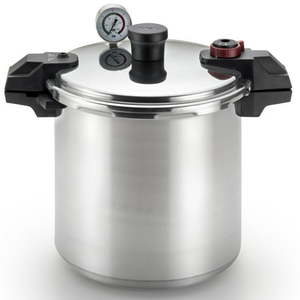 lot 54703 image: T-fal P31052 Polished Pressure Canner and Cooker with 2 Racks and 3-PSI Settings Cookware 22-Quart Silver hand is broke