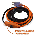 Cold Weather Pipe and Valve Heating Cable with Built-in Thermostat 38f Off 45f On - 12 Feet - 9milelake