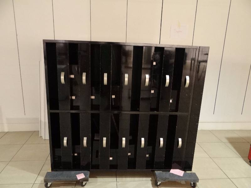 lot 1163 image: Gloss Black 14 Drawer Merchandise Storage