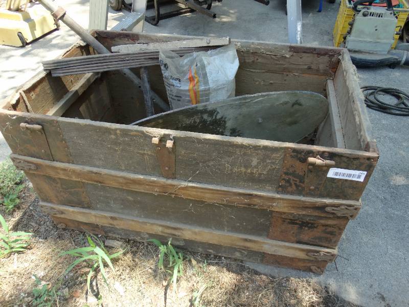 lot 245 image: Old chest w contents.