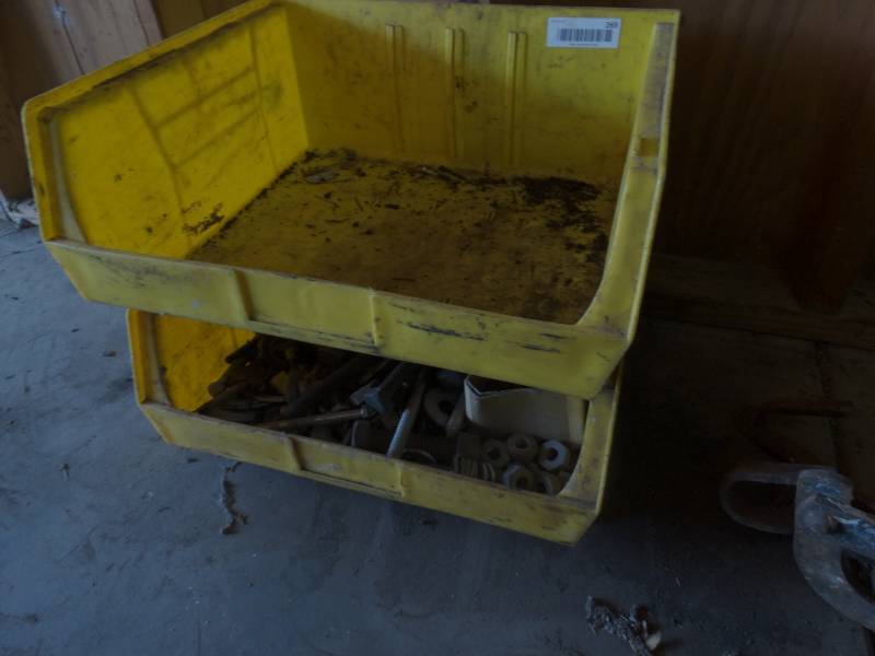 lot 269 image: 2 storage bins & misc. hardware