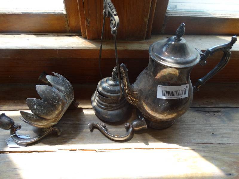 lot 135 image: Candle holder & tea pot