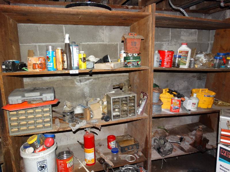lot 209 image: All contents on 2 shelves-hardware storage bins, wire,