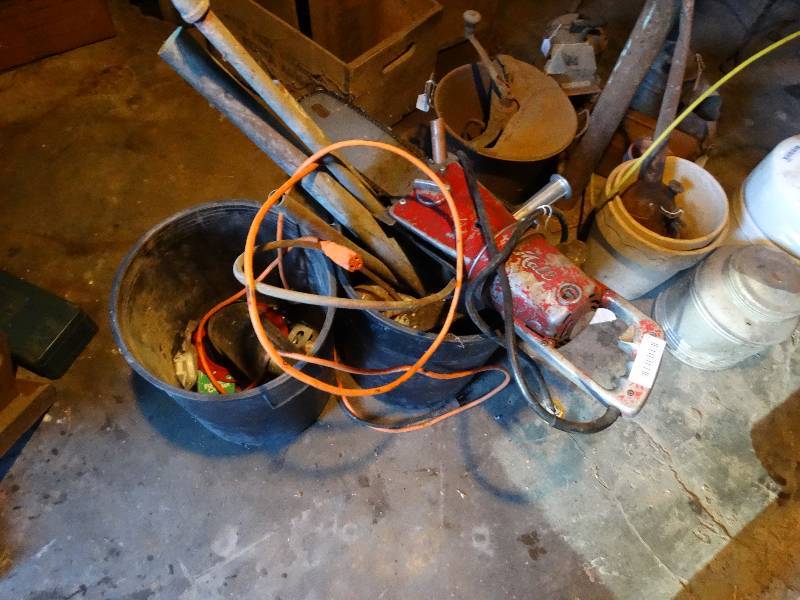 lot 229 image: Vintage Mall chainsaw & extension cord.