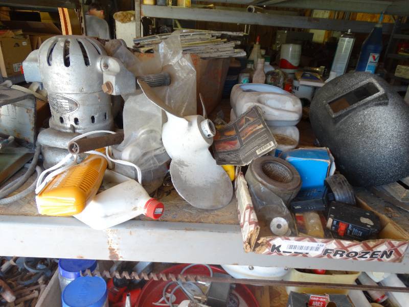 lot 338 image: Welding mask, clark sanding machine, prop & more.