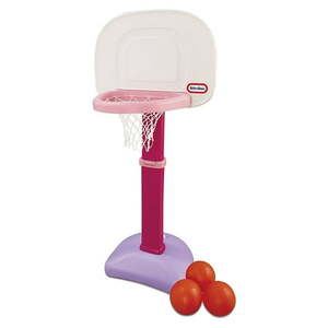 lot 13608 image: Little Tikes Toddler Easy Score Basketball Set Adjustable Hoop 3 Balls Pink