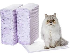 lot 13621 image: Amazon Basics Cat Pad Refills For Litter Box, Unscented, Pack of 100, Purple