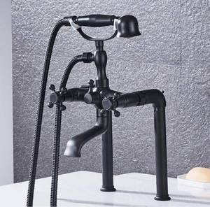 lot 13622 image: Black Golden Bathtub Faucet Side Mounted Bathroom Tub Mixer Tap Deck Mounted Rotating Spout Tap Telephone Style Faucet,Matte Black photo for reference