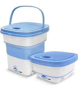 lot 13627 image: Pyle Portable Mini Washing Machine Lightweight Collapsible Bucket - Perfect for Camping, Travelling, Apartment, Dorm USA Brand - Pure Clean PUCWM33